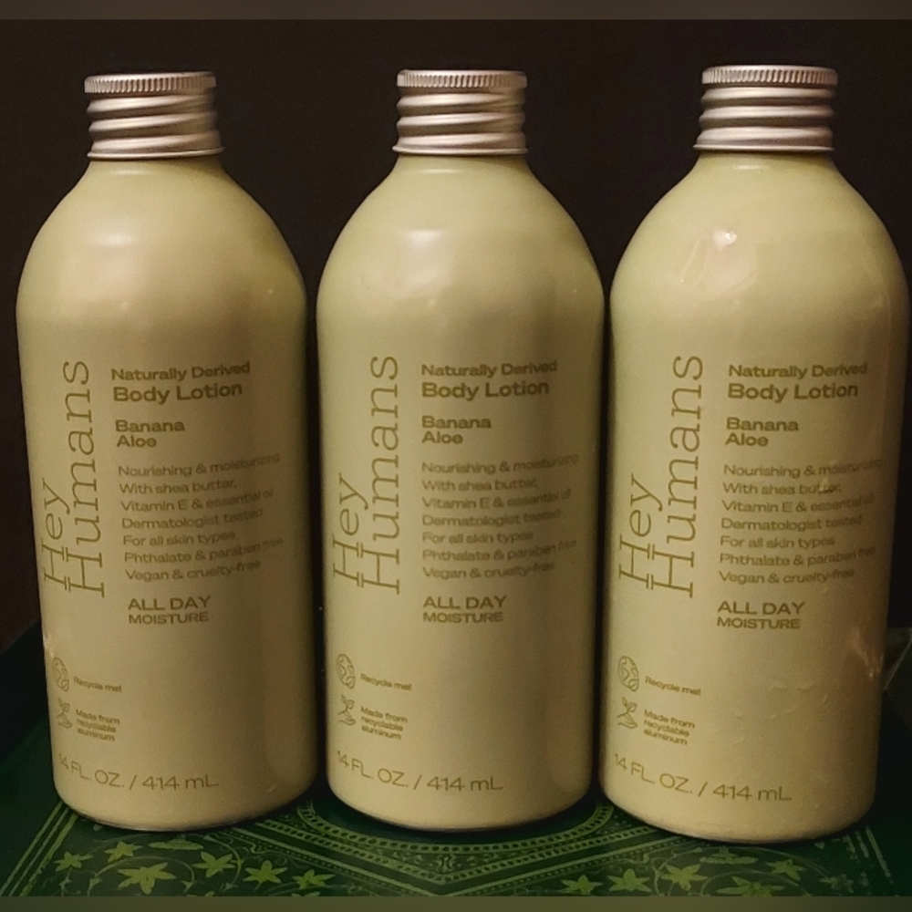 (3) LOT BUNDLE! Hey Humans APPLE MATCHA Vegan Body Lotion Full Size 14 fl oz NEW